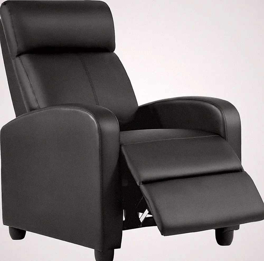 Black Recliner Chair for Living Room and Home Theater with Padded Seat