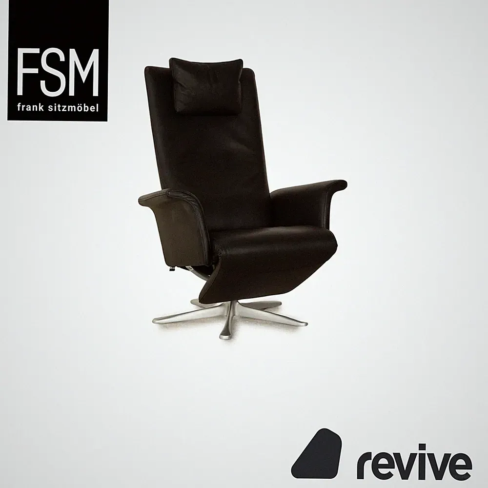 Fsm Filou Leather Armchair Black Manual Function Recliner Large