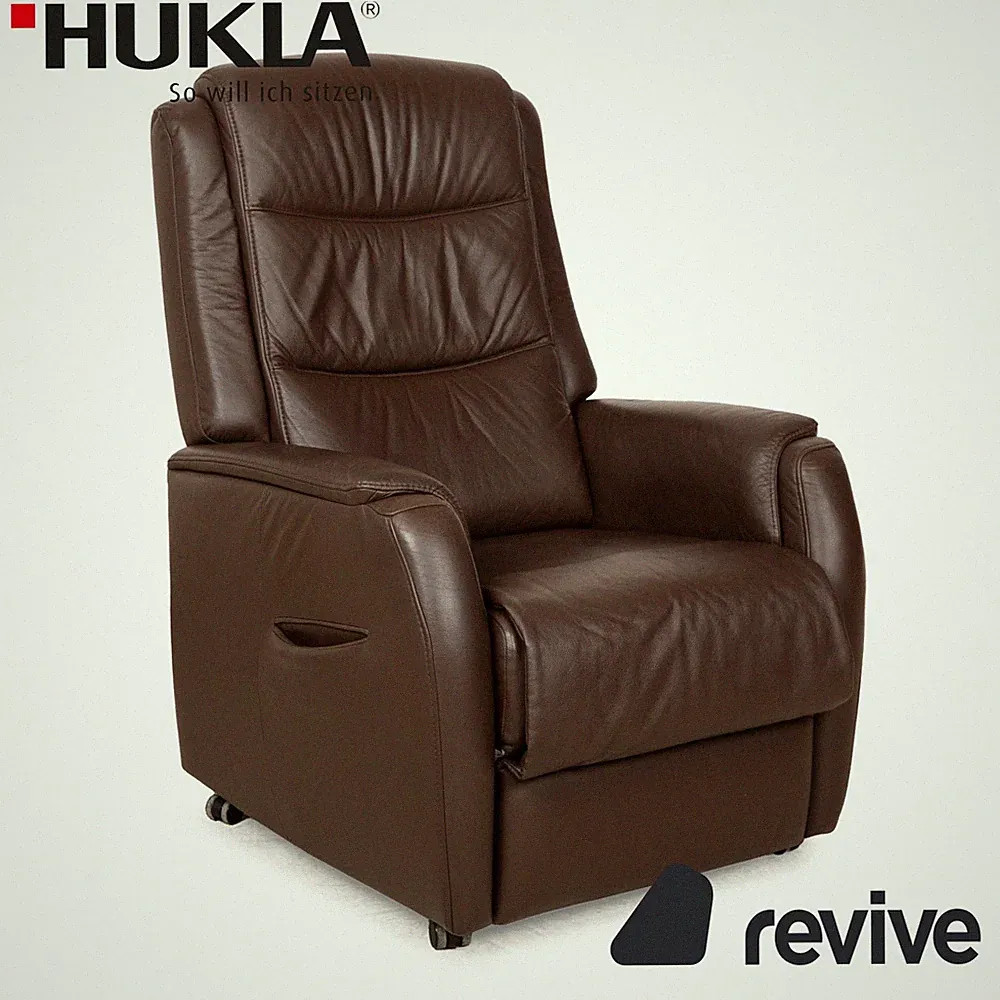 Hukla Leather Armchair Brown Manual Function Recliner