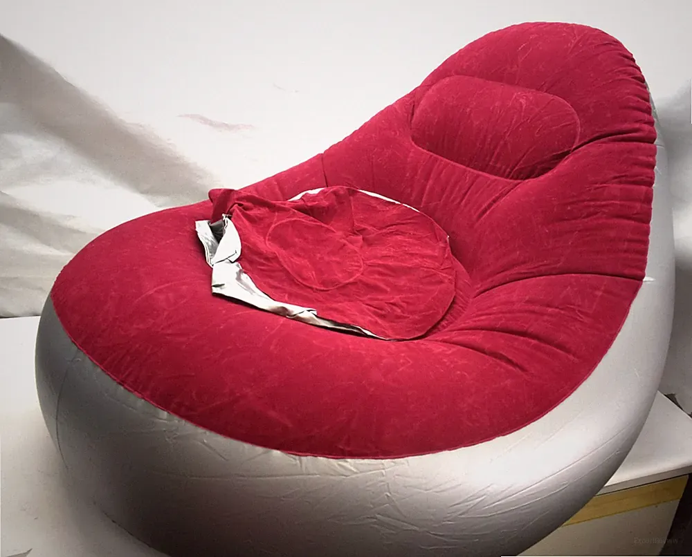 Inflatable Sofa Chair Lounger Single Seat with Footrest Adult Kids NO PUMP