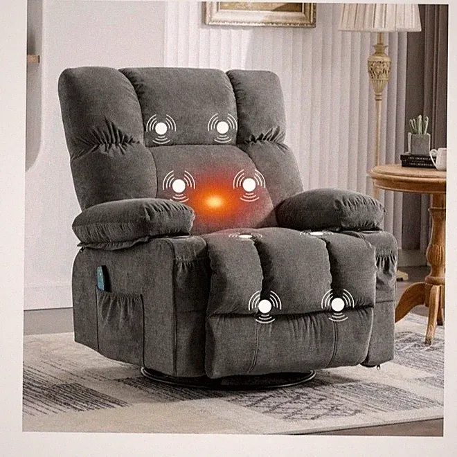 JONPONY Gray Recliner Chair Massage Reclinable With Arms for Living Room