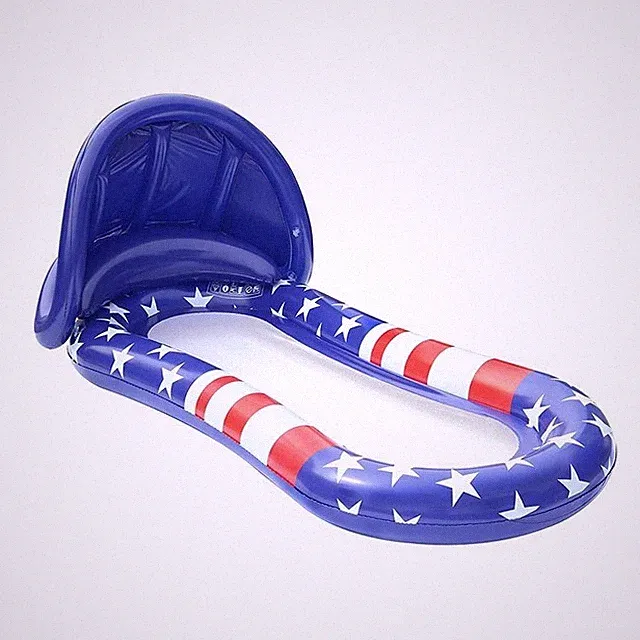 Kurala 70-Inch Inflatable Pool Float Lounger with Canopy Adult Unisex New In Box