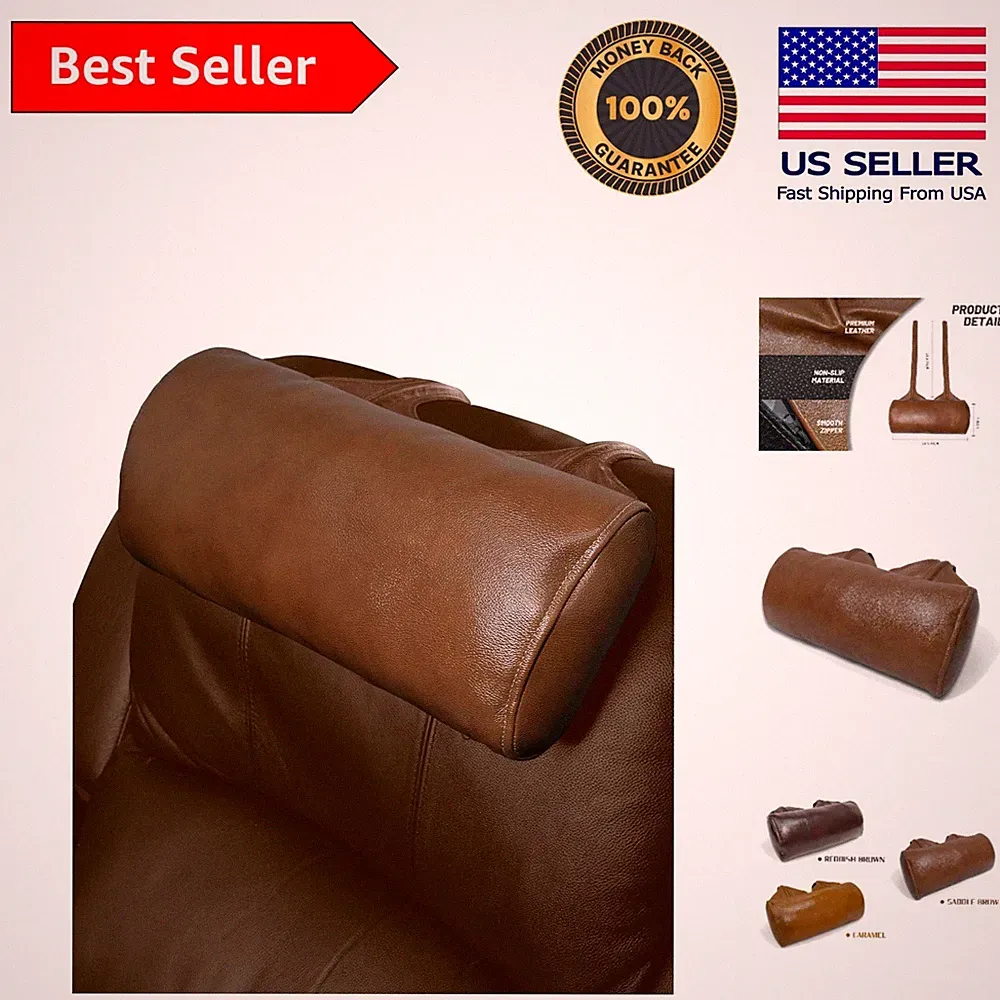 Luxury Leather Recliner Head & Neck Pillow - Adjustable Comfort for Relaxation