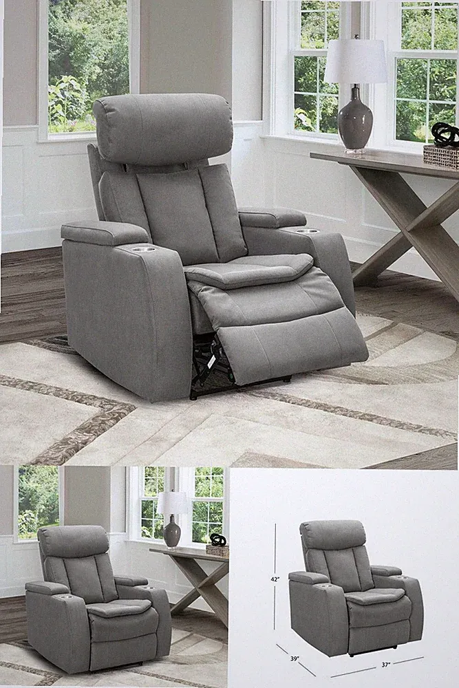 Power Recliner Chair Fabric Sofa Armchair USB Cup Holder Home Theater Seating
